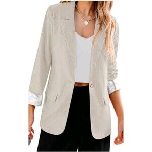Luvamia Blazer Womens M Linen Tan Apricot Business Casual Dressy Work New